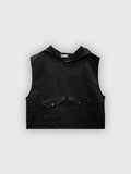 Crop Washer Pocket Hood Vest