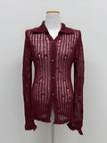 Cuffs See-through Knit Long Cardigan