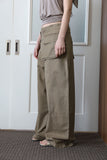 Work belted cotton pants