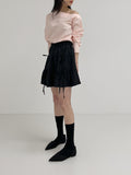 Frill Banding Flared Mini Skirt
