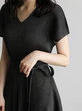 [Premium] Armoni Pleated Belt V-Neck One Piece