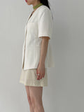 Lauder Linen No collar half jacket