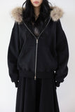Wolf brushed hood zip-up