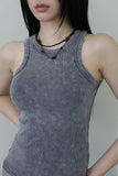 Pigment washing ribbed sleeveless