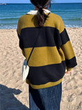 Bold stripe collar knit