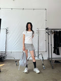 EYELET DRAPE SKIRT PANTS