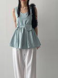 [Belt Bag SET] Smoke Sleeveless Frill Blouse