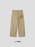 Numbering 92 Embroidered Cotton Wide Pants
