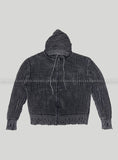 Damage Dying Mesh Hood Knit Zip Up