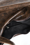 Crack leather brown shoulder bag