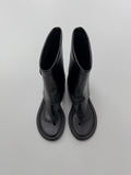 Leather buckle open toe flip-flop boots