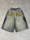 Vintage Ninja Tattoo Bermuda Denim