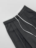 Color matching low strap wide slacks