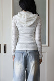 Milky slim ruffle hood zip-up