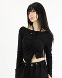 Crop shirring halter tee