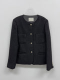 Musk No-Collared Tweed Jacket