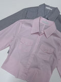 Minute Two-Pocket Pintuck Crop Shirt