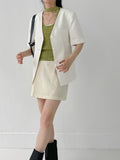 Lauder Linen No collar half jacket