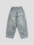 Oil wave denim pants