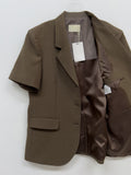 Kanna Linen 3 Button Overfit Half Jacket