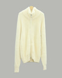 Heavy angora two-way zip-up knit