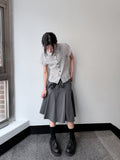 STRIPE RIBBON MIDI SKIRT