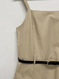 [Belt set] Pleated Bustier Long One Piece
