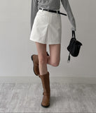 [Pants Lining!/Belt SET] Benny Pleated A-Line Mini Skirt