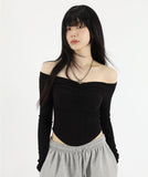 Yuje shirring crop off-shoulder tee