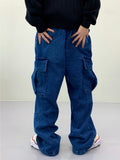 Venti semi-wide denim cargo pants