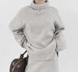 [Premium] Fair Turtleneck Whole Garment Wool Set-up Knit