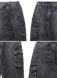 Bemiti wide black strap denim pants