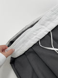Color matching low strap wide slacks