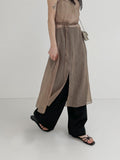 Ariel Cotton Pin-Tuck Wide Pants