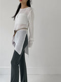 Crople Boat Neck Loose Fit Long Knit
