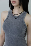 Pigment washing ribbed sleeveless