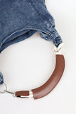 Leather denim shoulder bag