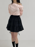 Frill Banding Flared Mini Skirt