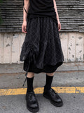 CHECK SHIRRING LAYERED SKIRT