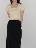 Ravi Ribbed Square Neck Short Sleeve T-Shirt