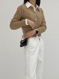 Cash Cable V-neck Knit