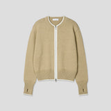 Beirut Wool Fingerhole Two-Tone Knit Zip-Up
