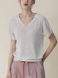 [Premium] Whole Garment Cariha V-neck Short Sleeve Knitwear