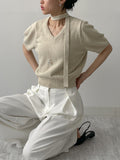 [Tie set] Puff half knit