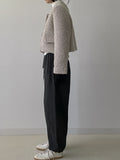 [wool60%] Cookie Boucle Wool No Collar Crop Jacket