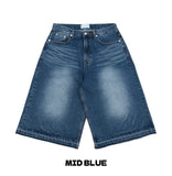 Brush cutting bermuda denim pants