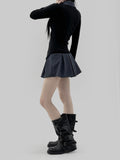 Ruckle Pleated Mini Skirt