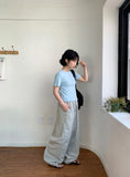[unisex] Shiol Rivet Banding Nylon Wide Pants