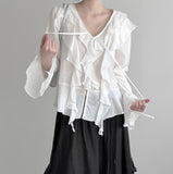 Plumel Ruffle V-Neck Blouse