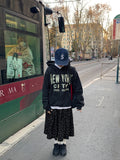 Yoku lettering brushed hood cardigan